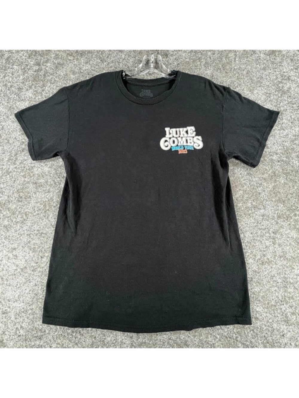 Luke Combs World Tour 2023 Graphic T-Shirt Mens M Black Music Album Short Sleeve